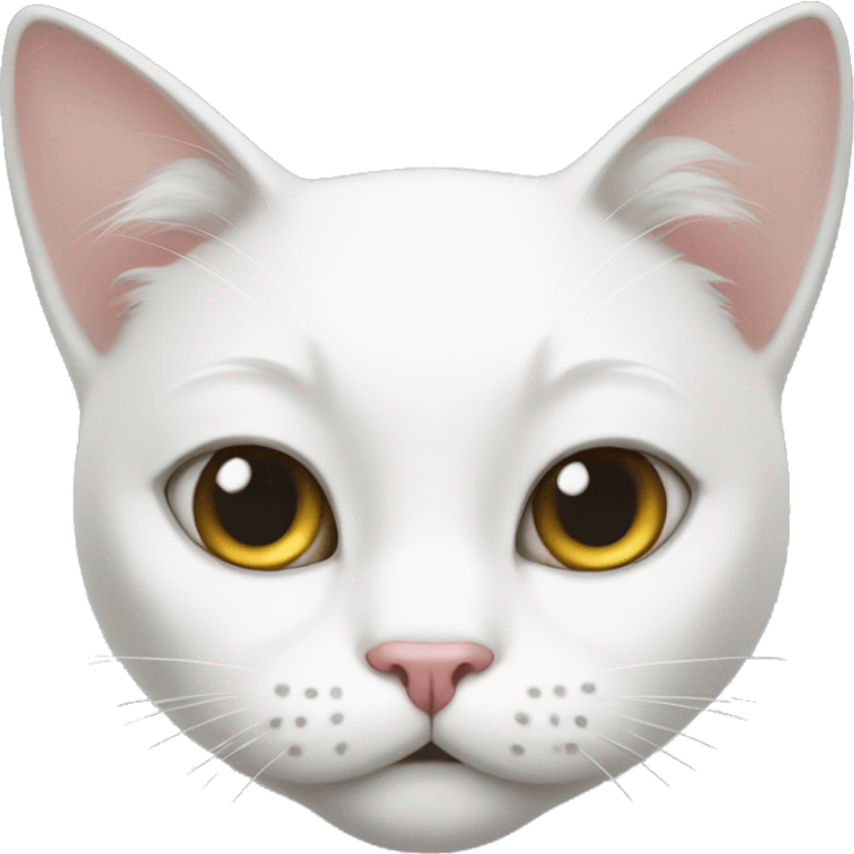 white cat and her face is ugly emoji