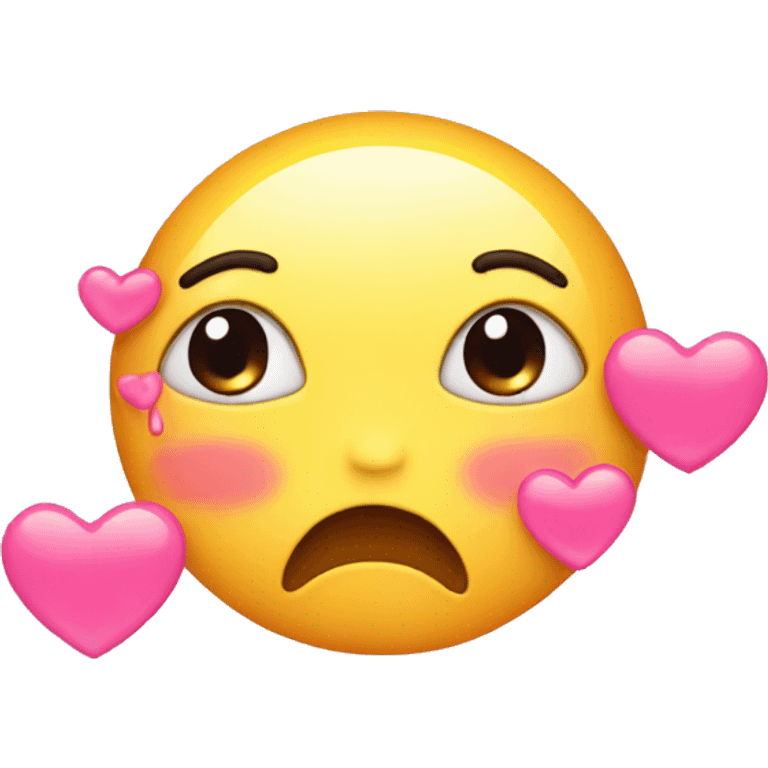 Cute emoji with tears and hearts emoji