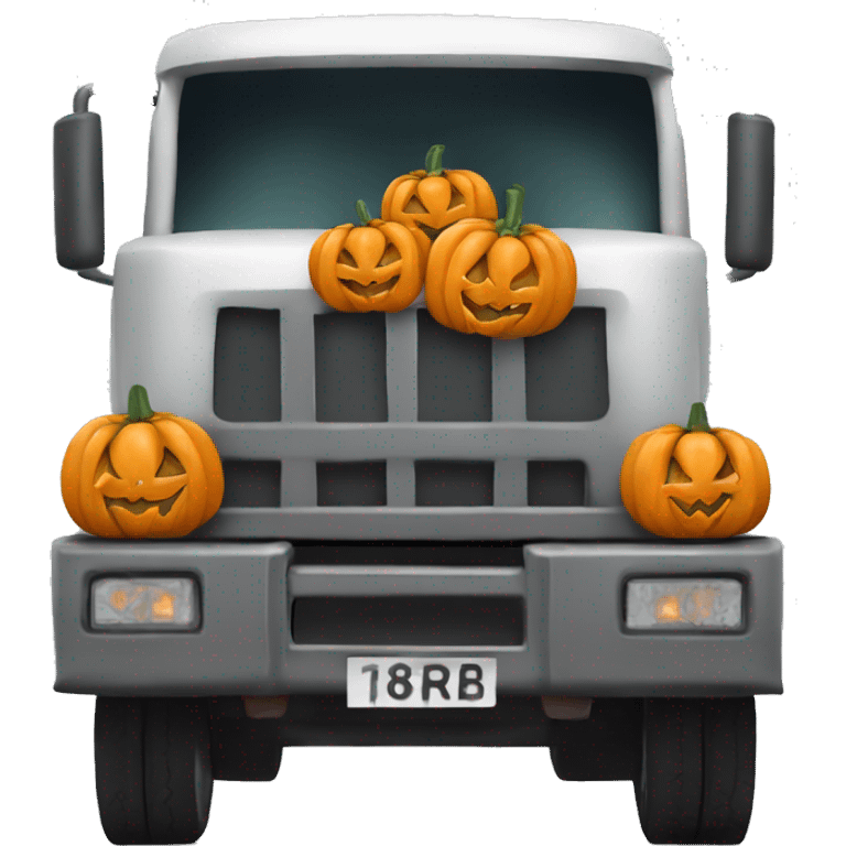 unladen lorry side view with Halloween spooky pumpkin as cargo emoji