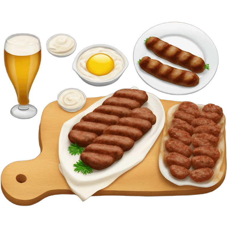 Bosnian cevapi with somun and kaymak emoji