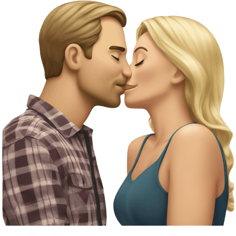 Caucasion male kissing blonde woman  emoji