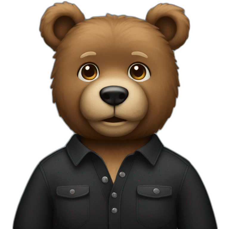 calm in black shirt teddy bear. emoji