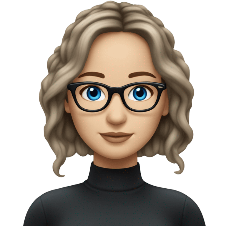 Realistic Jennifer Lawrence brunette wearing black glasses and blue eyes  emoji