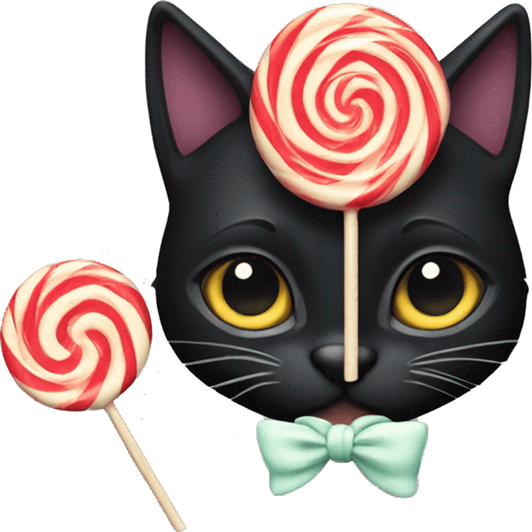 black cat with lollipop emoji