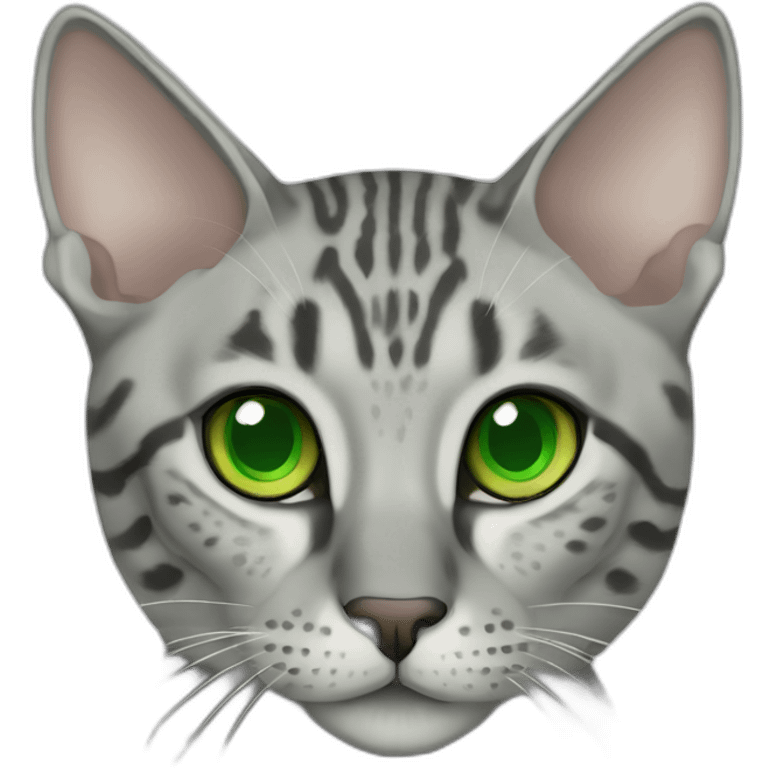 Egyptian Mau cat with green eyes, full-height emoji