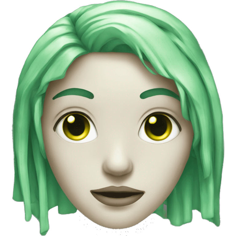 Cyborg head with green eyes and green hair emoji