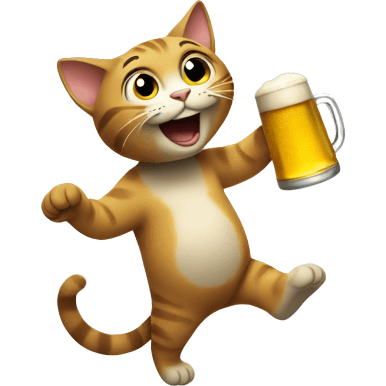 Cat dancing with Beer emoji