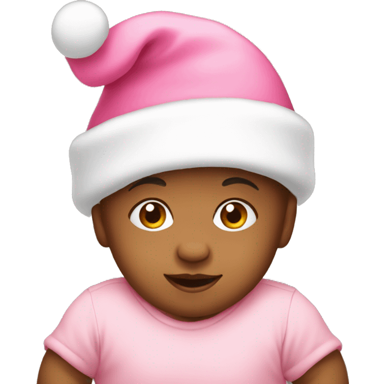 baby wearing pink santa hat emoji