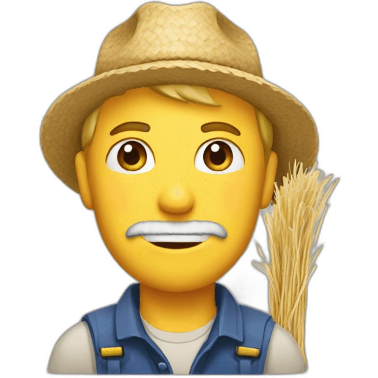 blonde male farmer with straw in mouth emoji