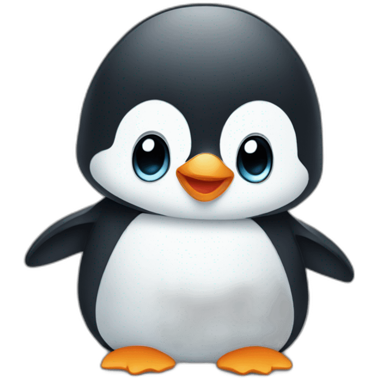 a computer screen showing a cute baby penguin emoji