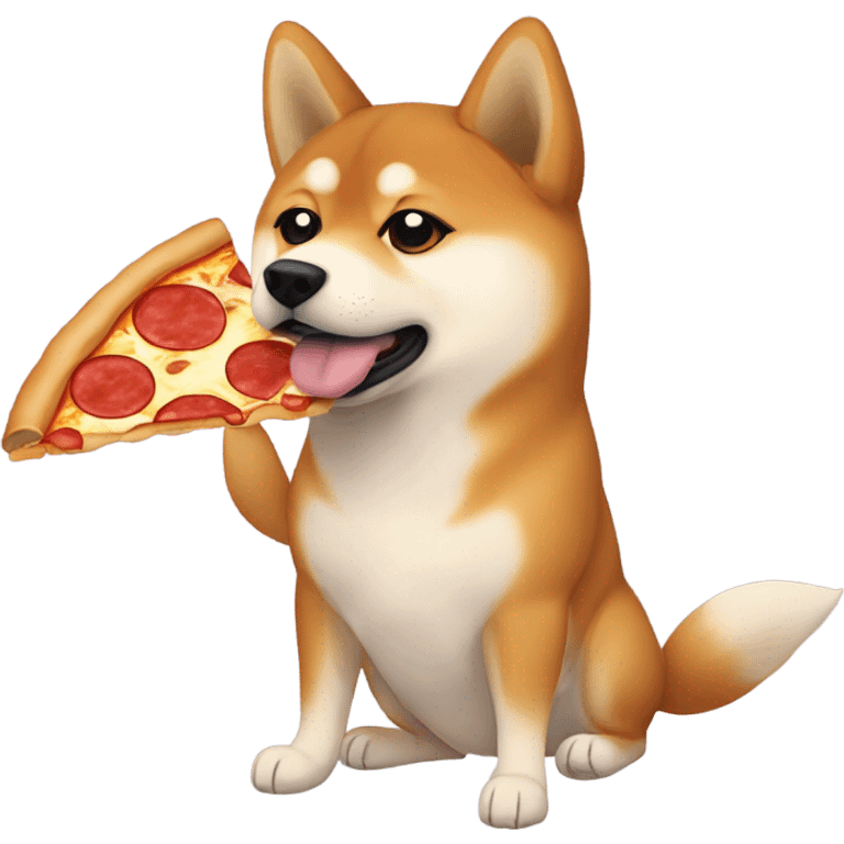 Shiba inu staring into distance who eats a pizza emoji