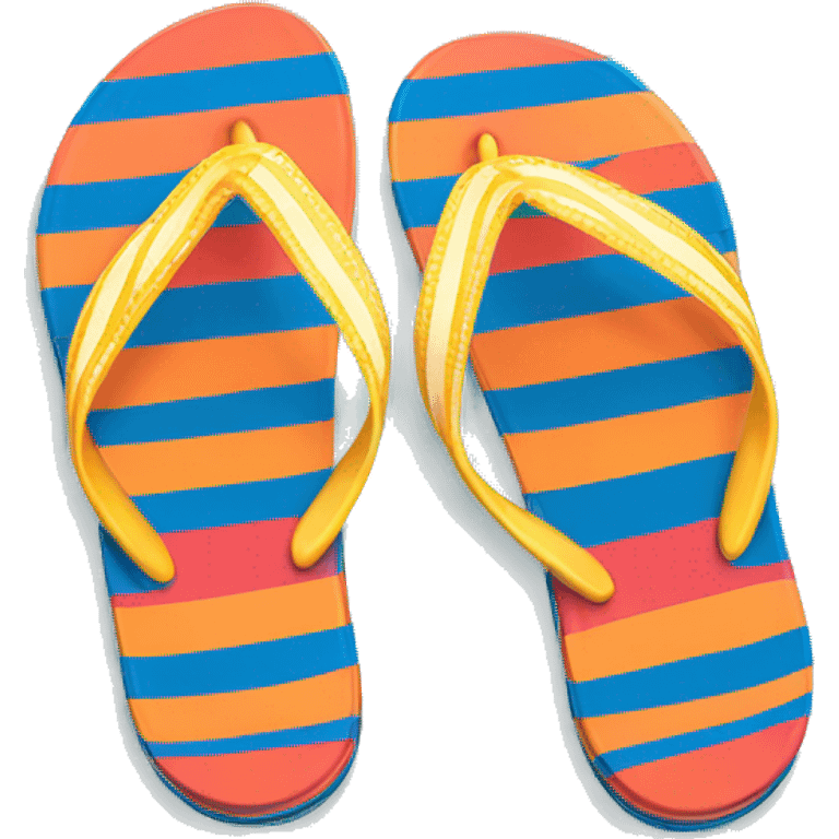 Realistic pair of striped summer flip flops isolated. emoji