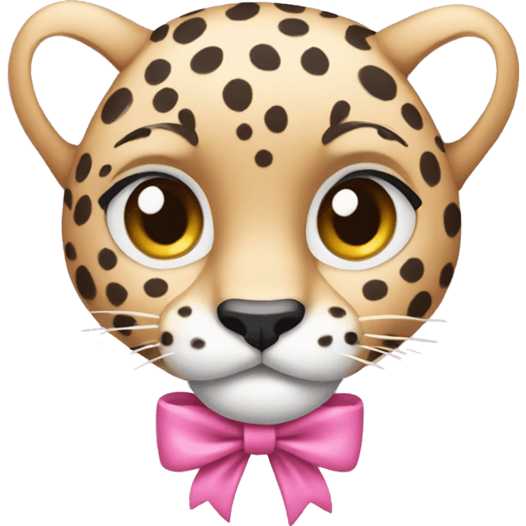 Pink cheetah with a bow emoji