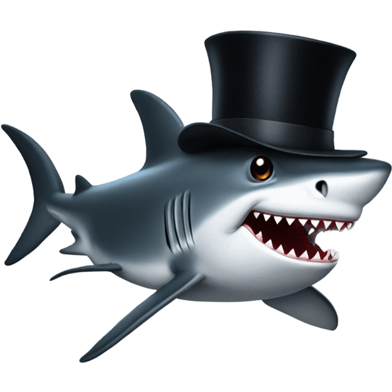 Shark with a top hat emoji