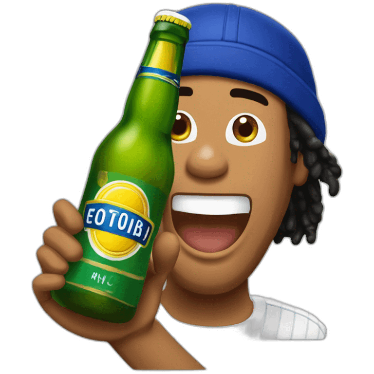 Ronaldinho brindando una botella de cerveza emoji