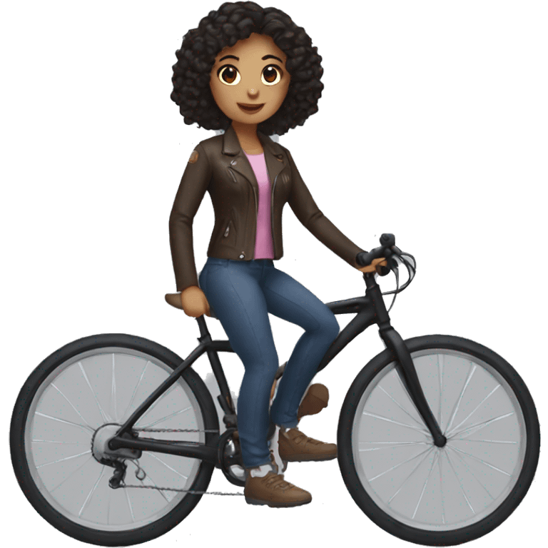 I need to generate a girl with dark hair on a bike emoji