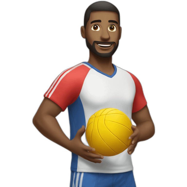 men playing handball with sporty clothes and a ball emoji