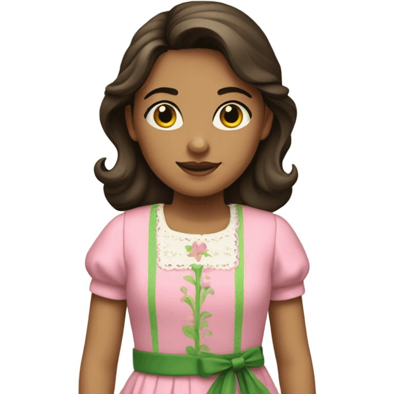 Pink and green cottage girl brunnette emoji