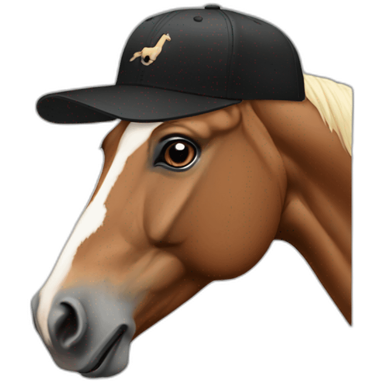 Horse with black baseball cap emoji