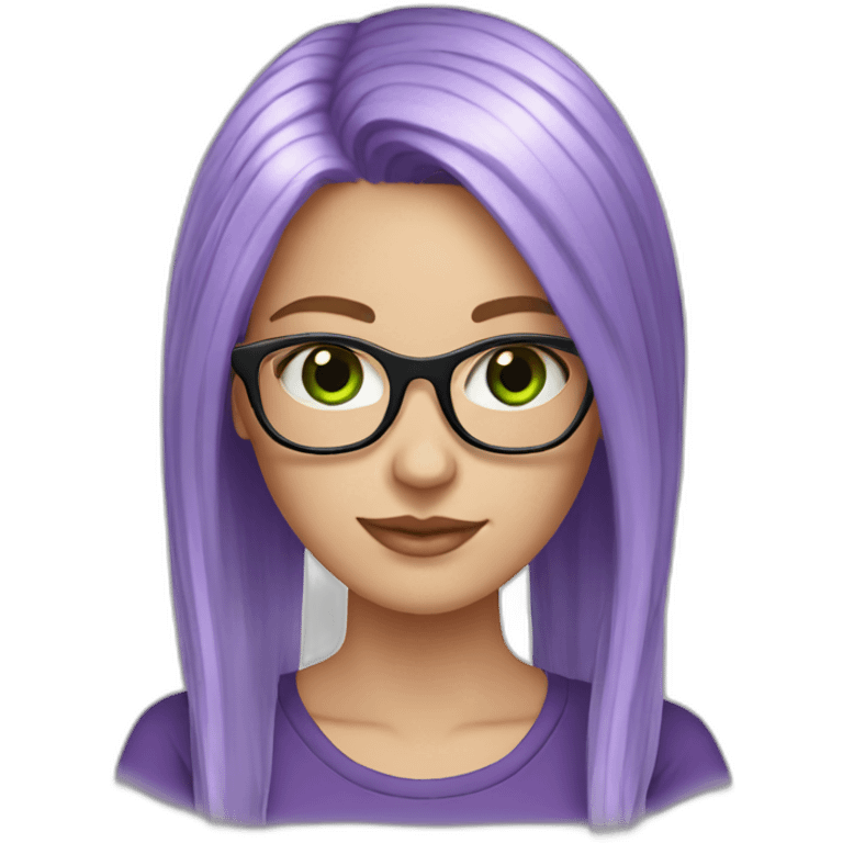 white-girl-purple-hair-green-eyes-square-glasses emoji