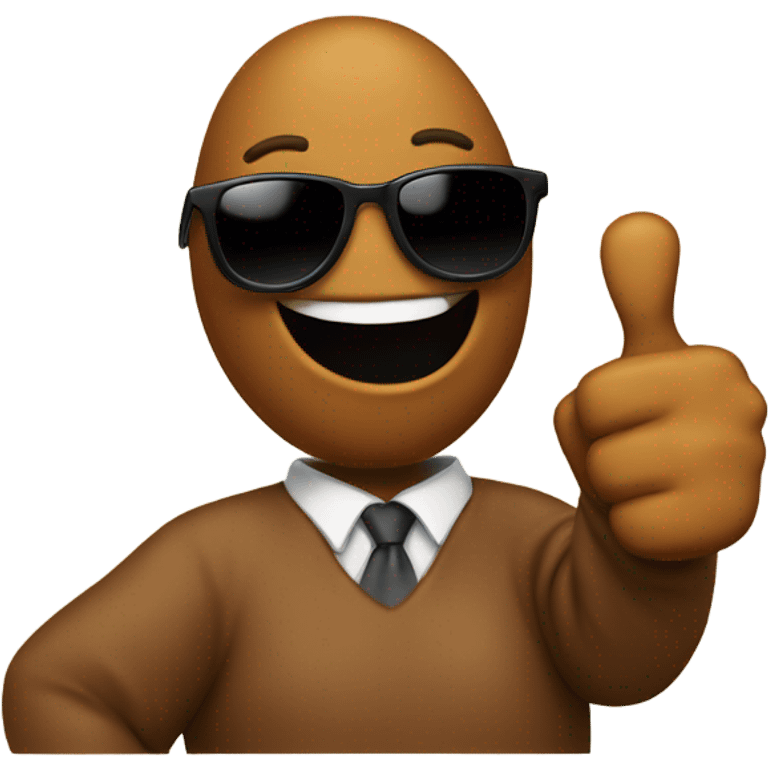 A poop wearing sunglasses with a thumbs up emoji