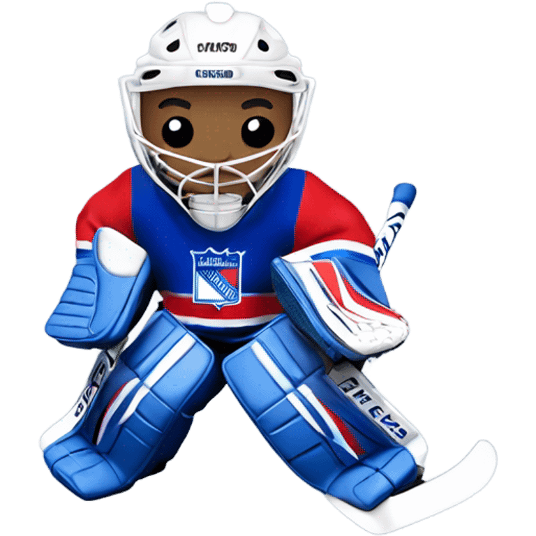 Hockey goalie in New York Rangers jersey  emoji