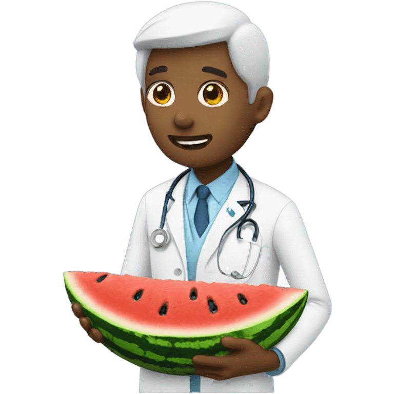 A doctor eats a water melon  emoji