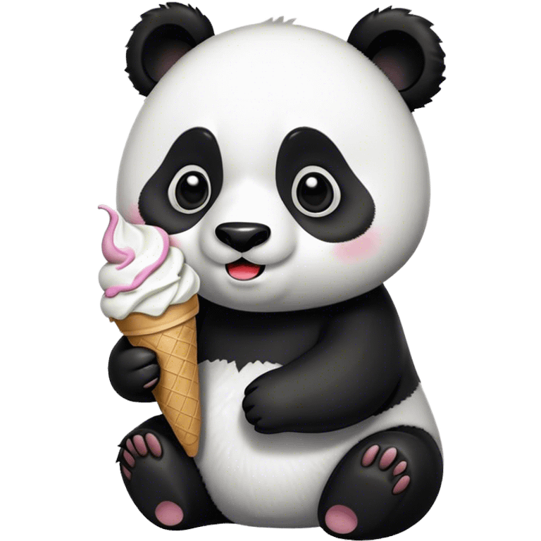 Panda eating ice cream emoji