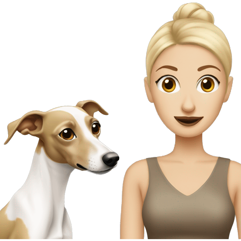 Dirty blonde woman with white and brown Italian greyhound emoji