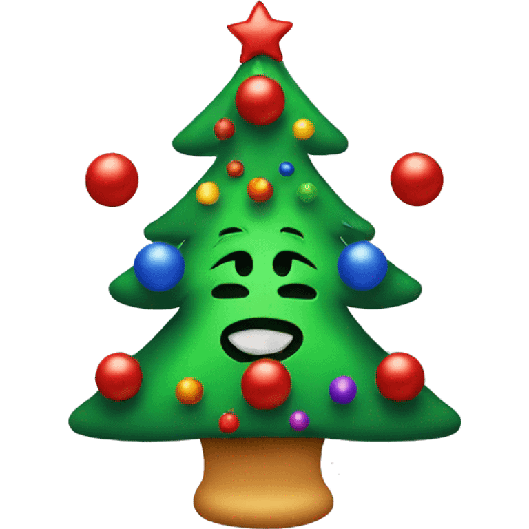 Christmas tree with balls in the form of clown faces emoji