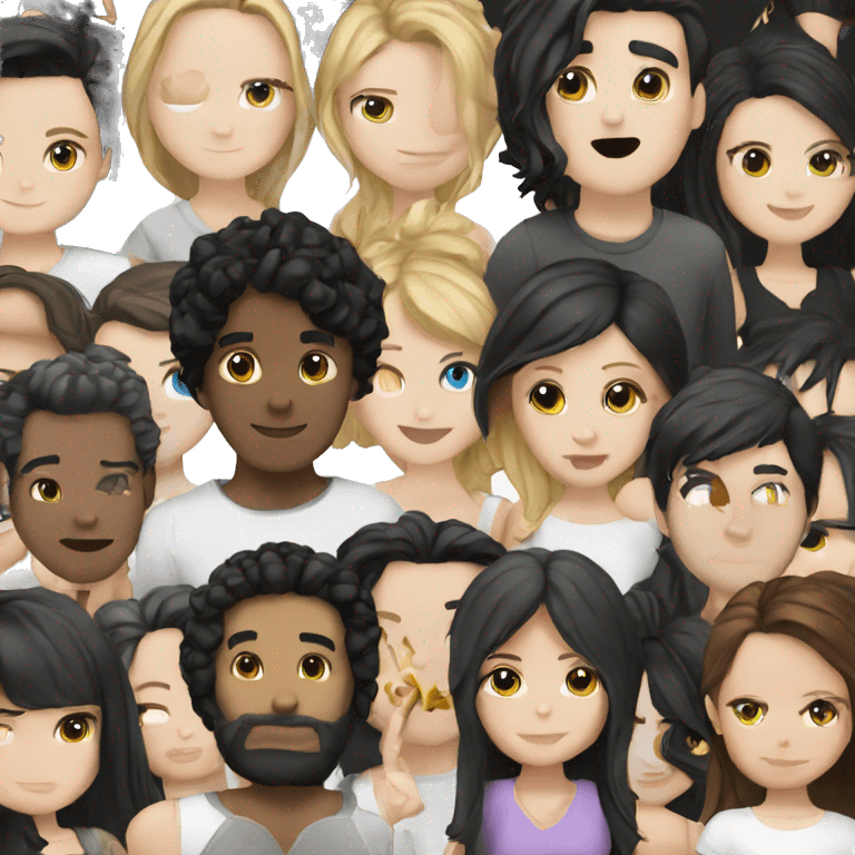 white guy with black hair and white girl with black kissing  emoji