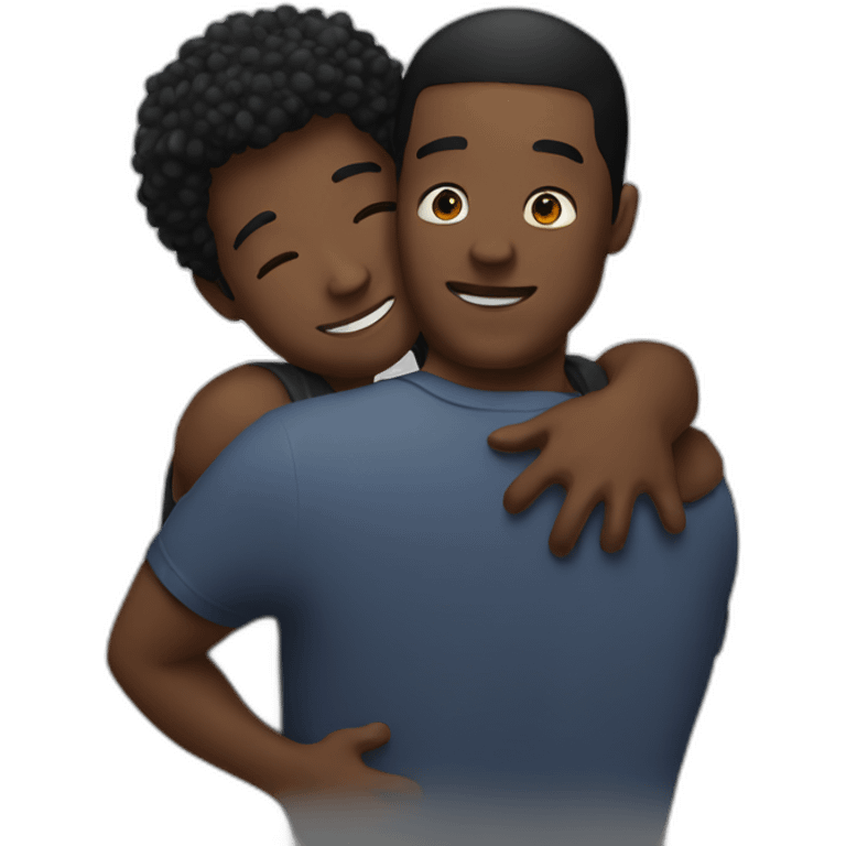 Black guys hugging emoji