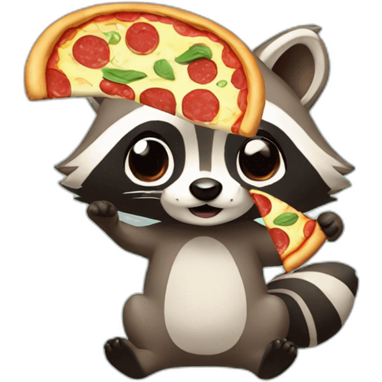 raccoon with pizza emoji