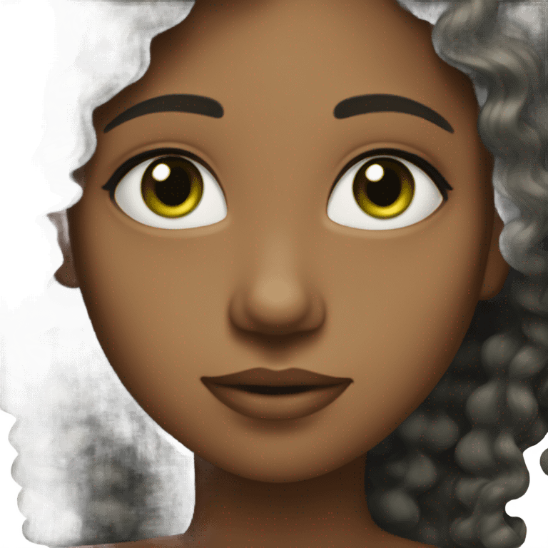 Light skin black wavy haired girl with dark green eyes  emoji