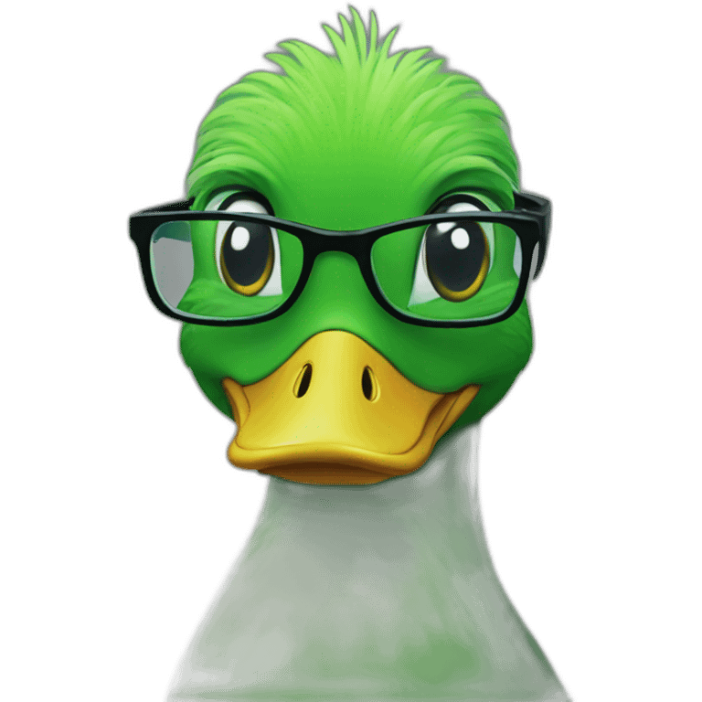 green duck with glasses on emoji