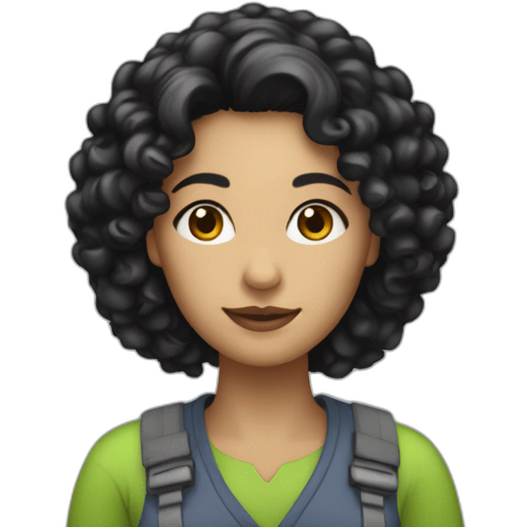 a constructor woman with curly black hair emoji