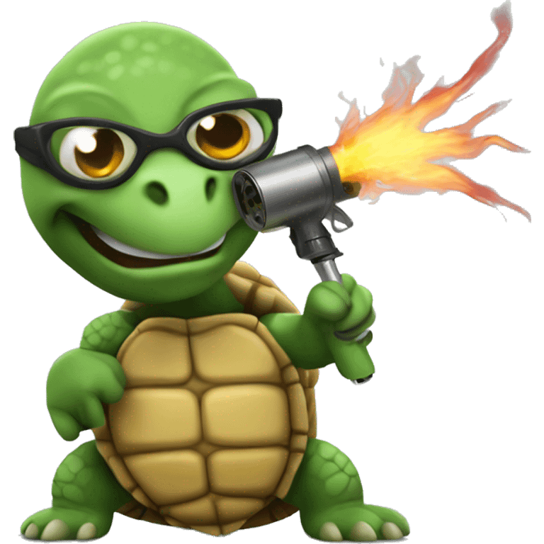 Turtle with a blow torch emoji