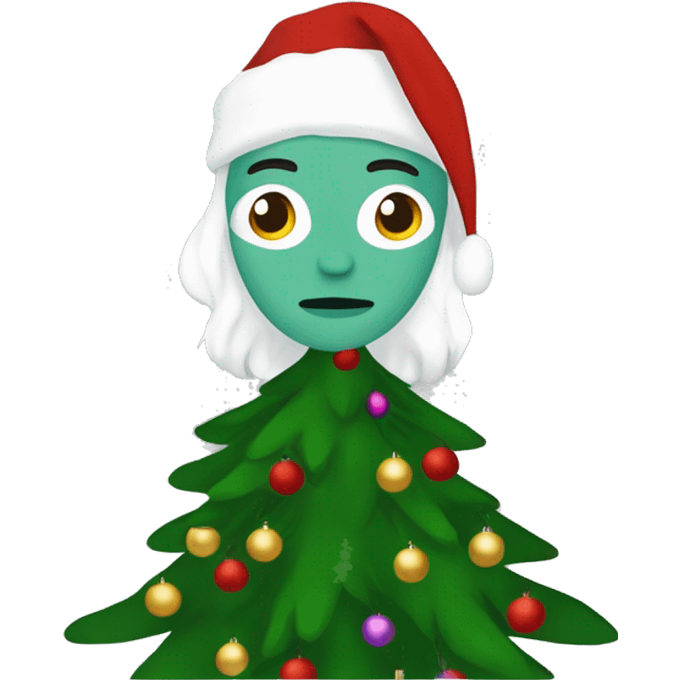 Laufey under a Christmas tree in a Ms clause costume ￼ emoji