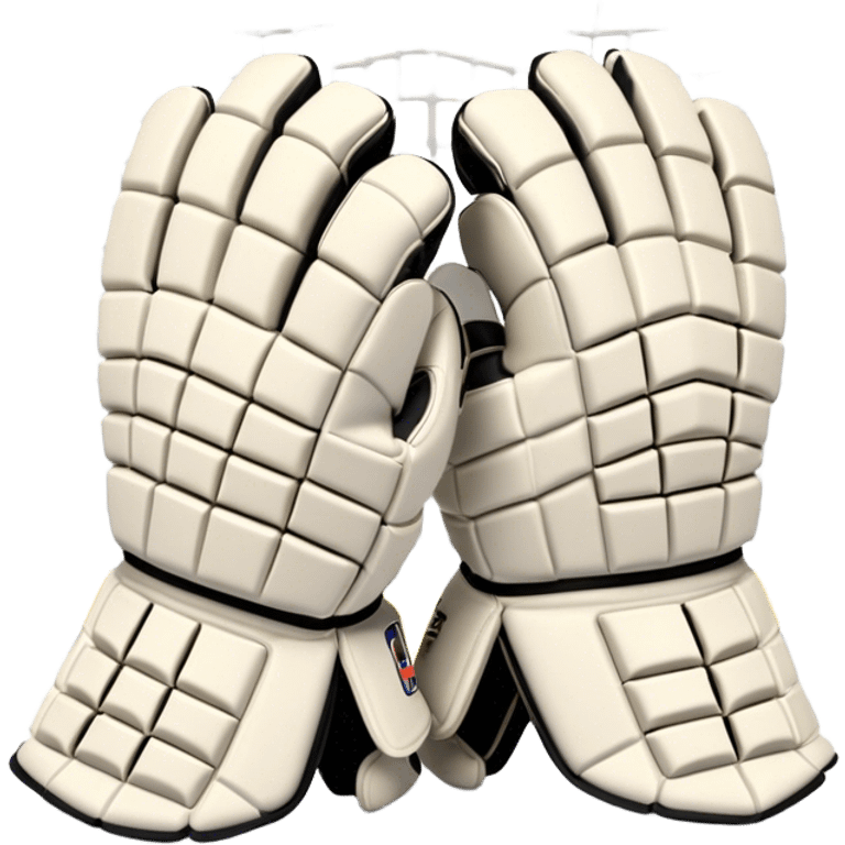 Cinematic Realistic image of goalie gloves showcasing detailed fabric textures and intricate grip patterns, rendered against a blurred goal backdrop with focused, high-contrast lighting that accentuates their essential design emoji