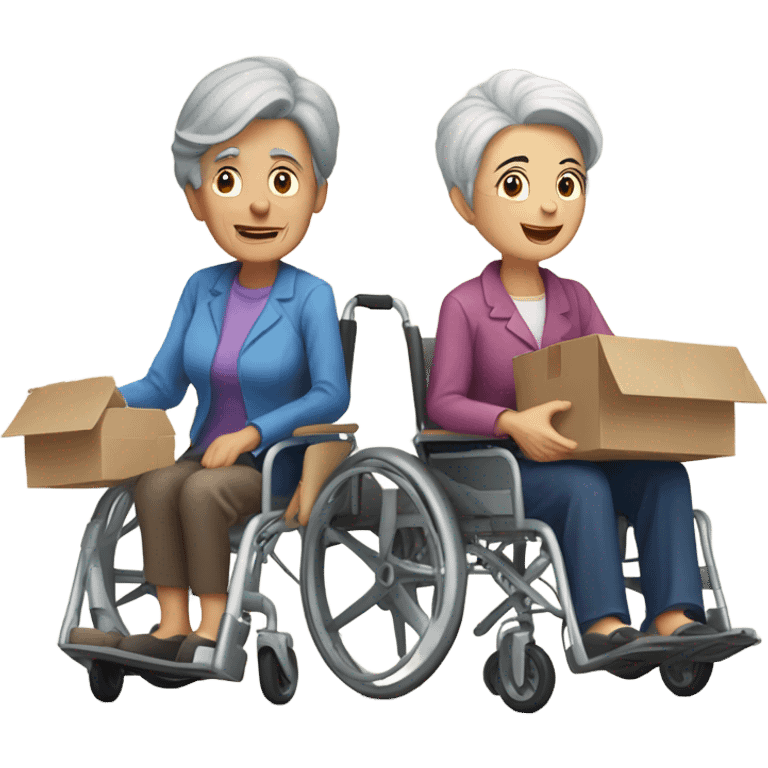 Old couple in wheelchair moving House emoji