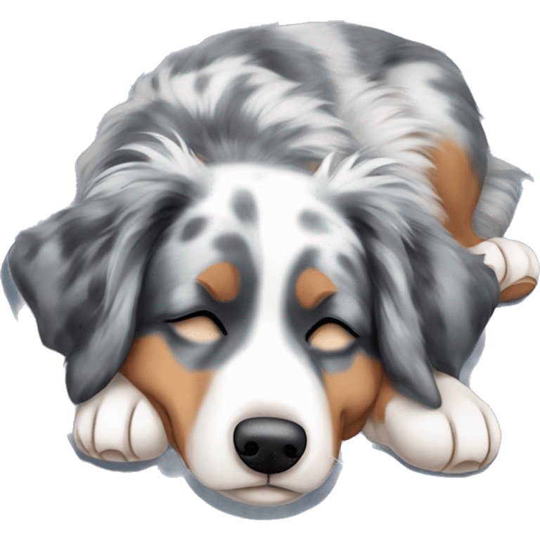 Blue Merle Australian shepherd sleeping on his back emoji