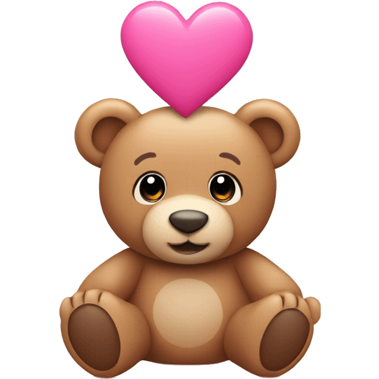 Teddy bear surrounded with pink hearts emoji