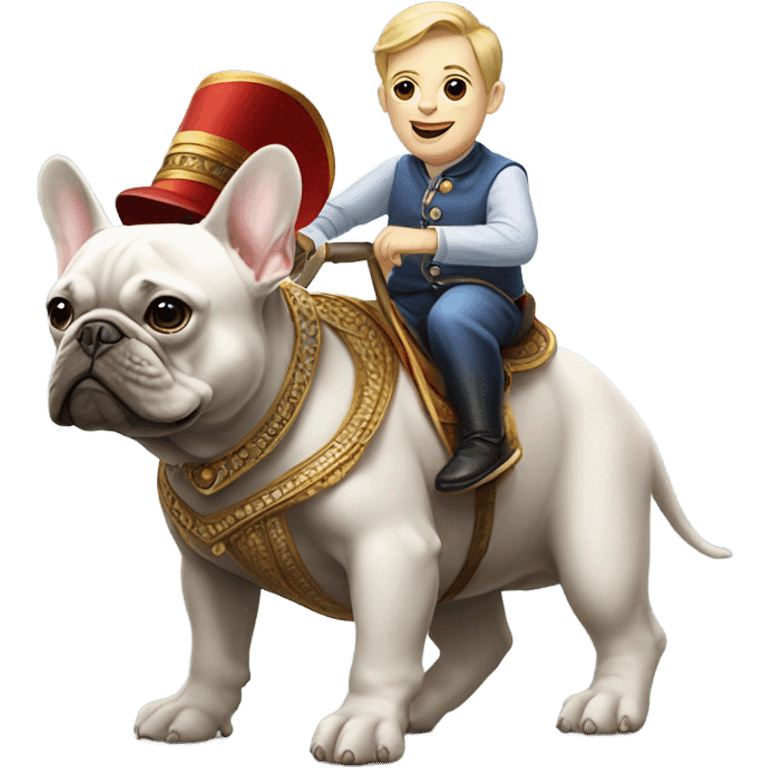 French bulldog riding an elephant  emoji