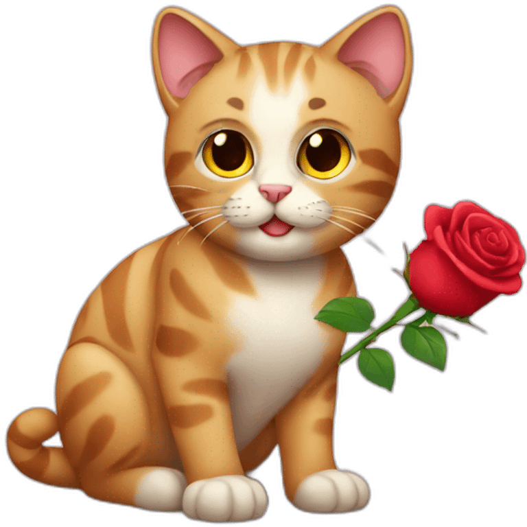 a cat with a rose emoji