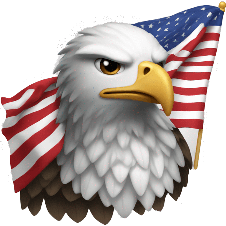 Bald eagle with an American flag cape emoji