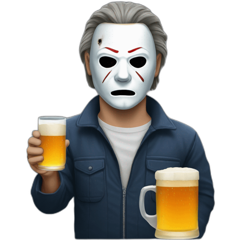 michael myers with a glass of beer emoji