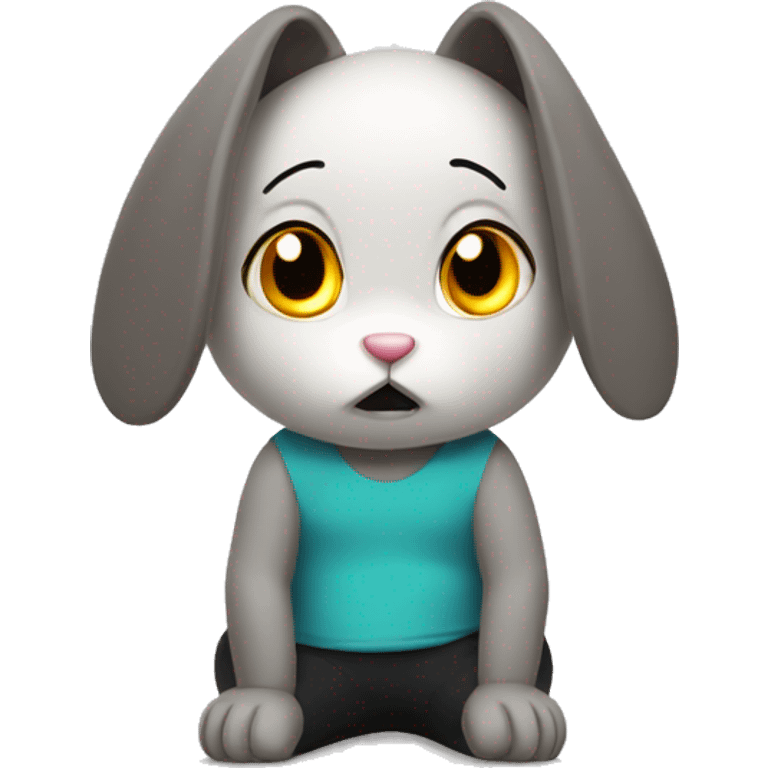 anxious rabbit in leggings emoji