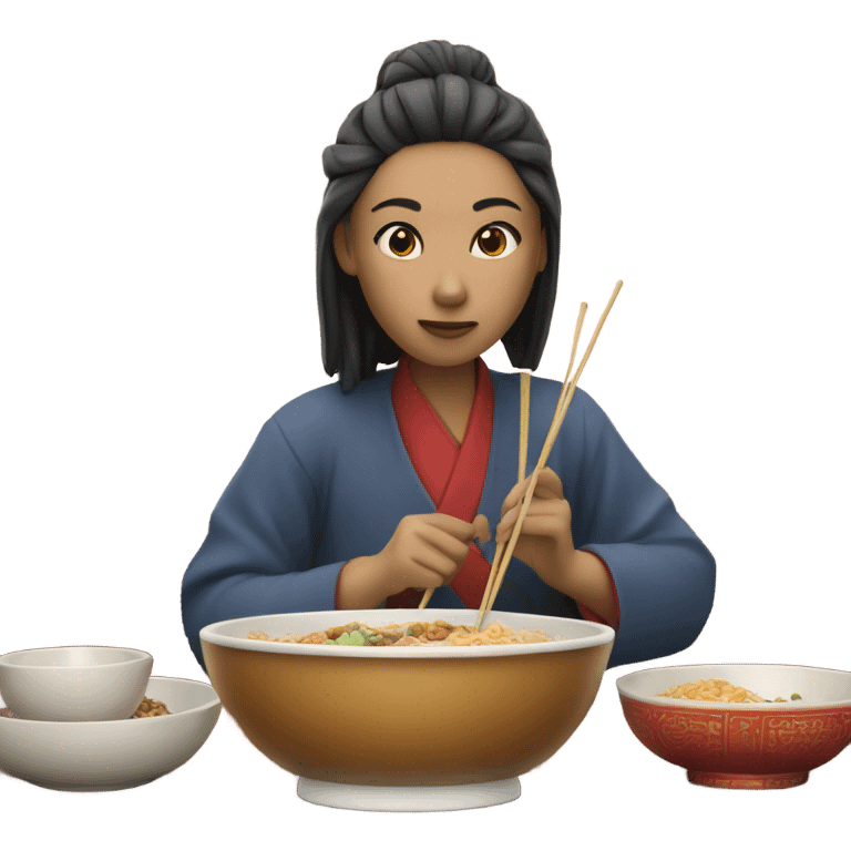 person eating chinese food emoji