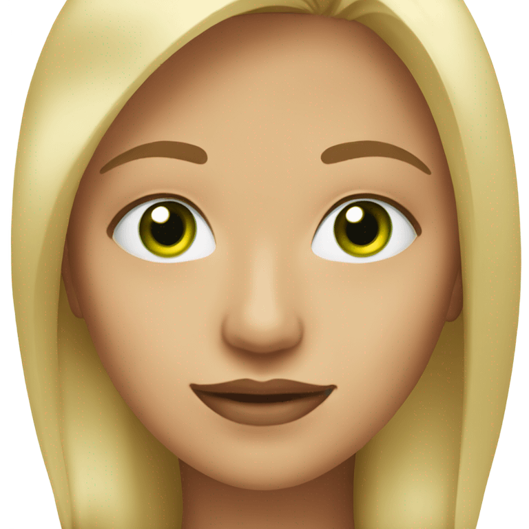 Strong blonde white woman with green eyes a a mole on her chin emoji