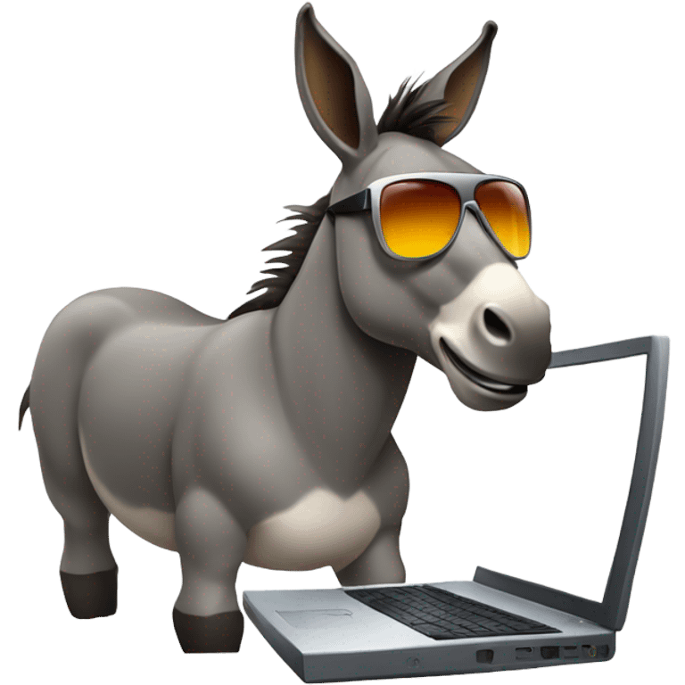 Donkey with sunglasses, beer and a computer  emoji